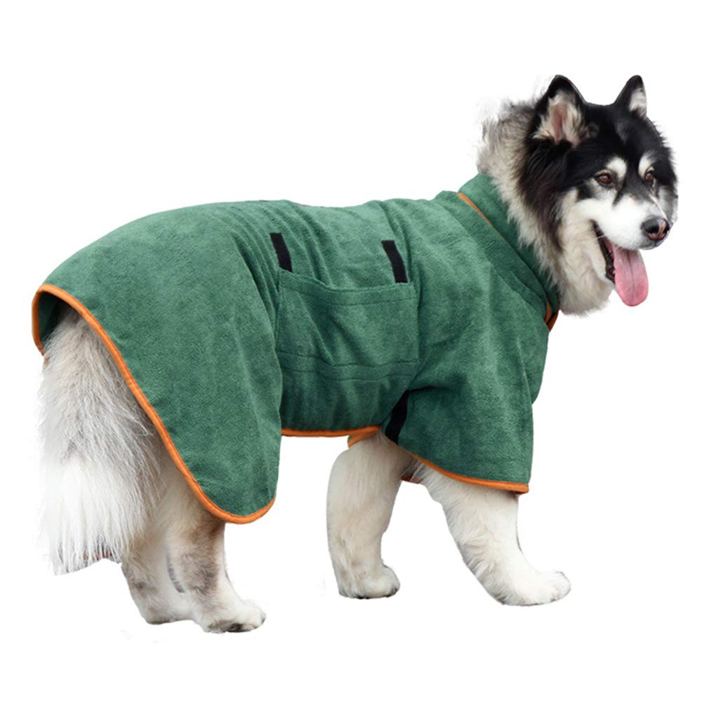 Dog Drying Coat Towel Robe - Dog Towels Absorbent Robe Fast Drying Dog Bag Microfibre Towels Super Absorbent Pet Dog Cat Bath Robe Adjustable Collar & Waist Dog Dressing Gown (Medium:Back Length 50CM)