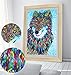 Diamond Painting DIY 5D Special Shape Rhinestones, ABEUTY Colored Wolf, Partial Drill Crystal Diamond Art Kits