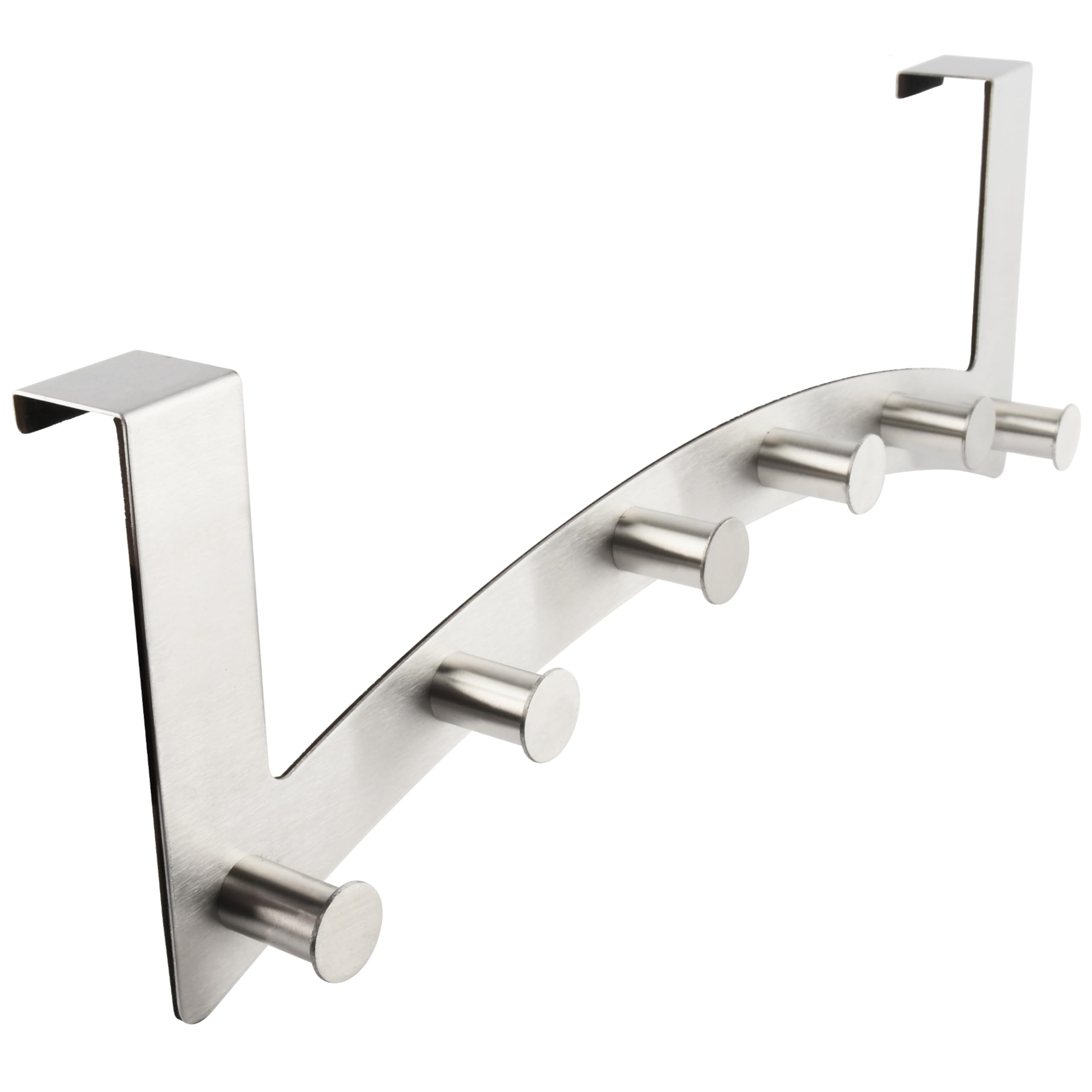 RICOO Over Door Hooks Hanger - Heavy Duty Door Hanger with 6 Hooks, Stainless Steel Over Door Hook Rack for Coats, Hats, Bags, Clothes, Towels - MH027S-6, 1 Piece