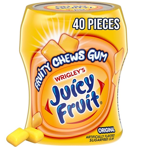 JUICY FRUIT FRUITY CHEWS ORIGINAL SUGARFREE GUM, 40 PIECE BOTTLE