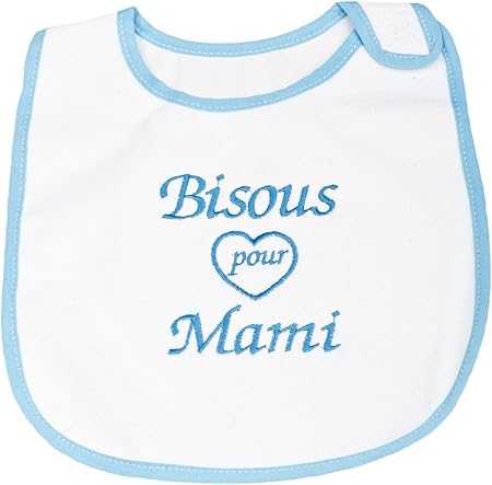 Bavoir Plastifie Bebe Brode Bisous Pour Mamie Fdmp Grand Modele Couleur Au Choix Blanc Bleu Amazon Fr Bebes Puericulture