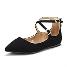 Dream Pairs Women's Sole-Strappy Black Nubuck Ankle Straps Flats Shoes - 9.5 M US