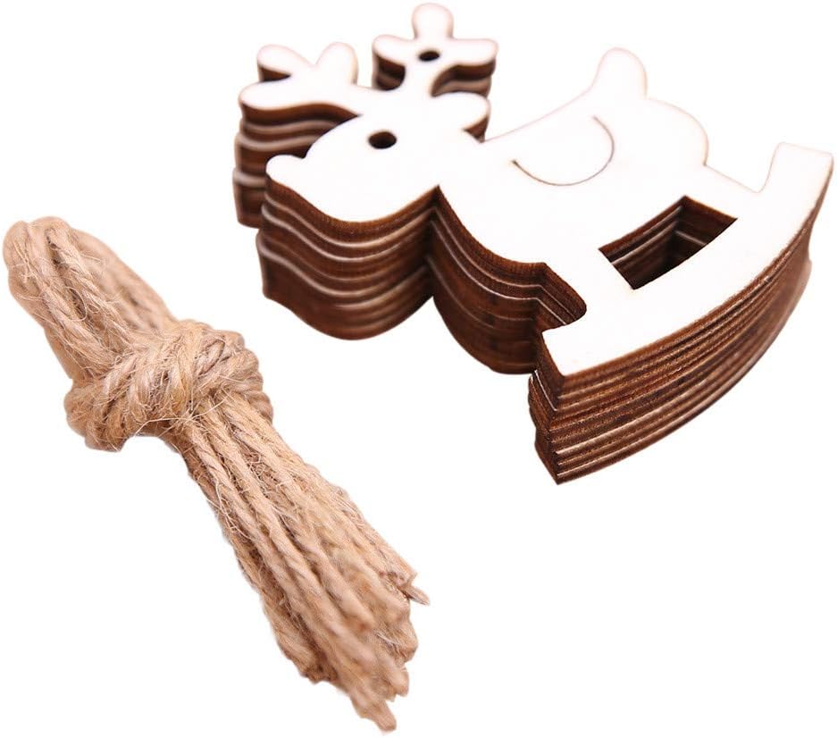 TAOtTAO 10 Pieces DIY Wooden Pendant Ornaments for Christmas Tree and Party Decorations (B)