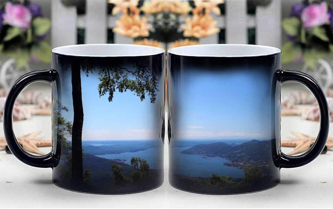 Amymami Personalized Gifts Heat Changing Magic Coffee Mug - Italy Lago Maggiore Baveno Isola Bella