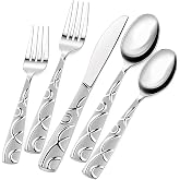 Hanucci Silverware Set for 4, 20 Piece Stainless Steel Flatware Cutlery Set | Dishwasher Safe, Mirror Polished, Textured Sandblasted Handle, Rust Resistant, for Home, Wedding, Party, Housewarming Gift