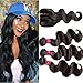 Unice Hair 3 Way Part 1pc 4x4 Lace Closure with Virgin Brazilian Human Hair 3 Bundles Weaves 4pcs Lot Body Wave Natural Color (14 16 18+12inches)