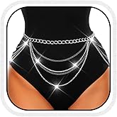 CLOACE Silver Waist Chain Rhinestone Layered Belly Chain Fashion Rave Chain Jewelry for Women