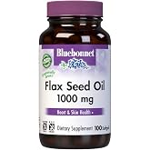 Bluebonnet Flaxseed Oil Softgels, 1000 mg, 100 Count | Heart &amp; Skin Health; Non-GMO, Gluten-Free, Soy-Free