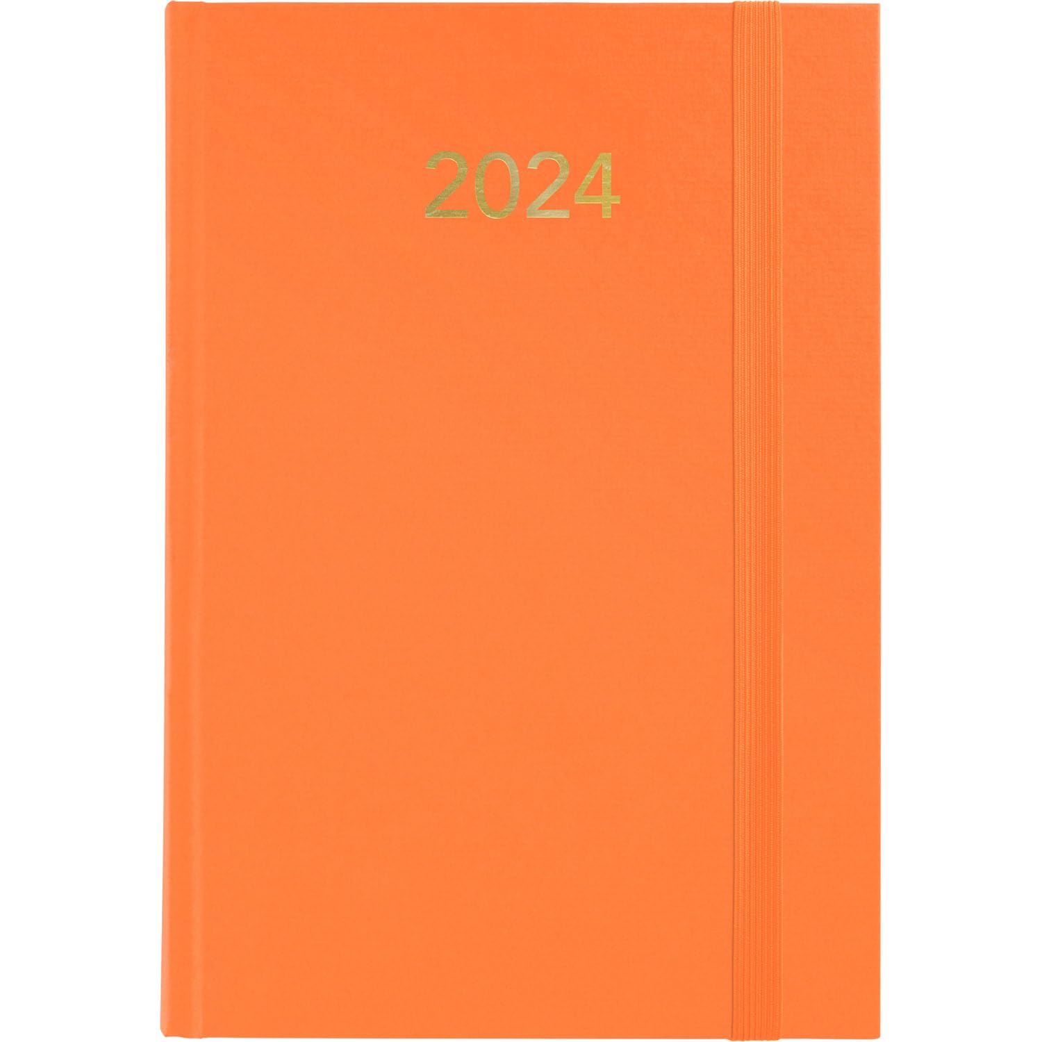 Grafoplás | Annual Diary Day Page 2024 | Orange | 14.5 x 21 cm | Padded Vinyl Covers | Vertical Closure Rubber | Reading Point | Florence Series