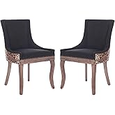 Yayzy Modern Dining Chairs Set of 2, Upholstered Fabric High Back Dining Chairs with Nailhead Trim & Solid Wood Legs for Dini