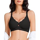 Vinfact Wireless Bras for Women No Underwire Scalloped Comfortable Push Up Supportive T-Shirt Bra Everyday Bra