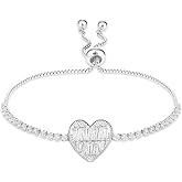 COTTVOTT Sparkling Cubic Zirconia Adjustable Slider Tennis Charm Bracelet for Women