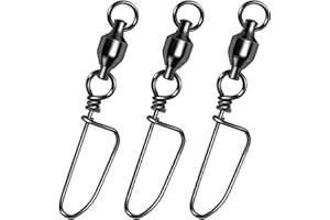 Alwonder 20-Pack Ball Bearing Swivels with Snaps, Fishing Snap Swivels Fishing Tackle Saltwater Freshwater Coastlock Snaps Barrel Swivel Leader Connector Downrigger Planer Release Clips