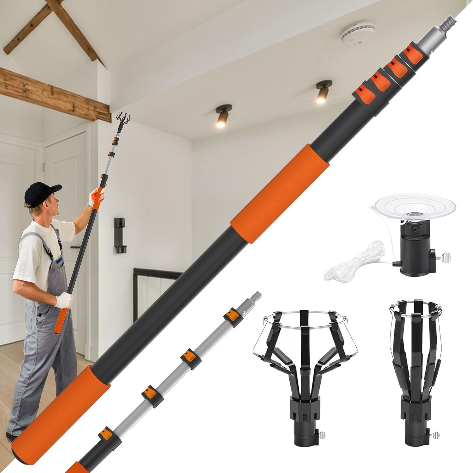 Buyplus 26FT Reach Light Bulb Changer for High Ceilings with 5-20FT ...
