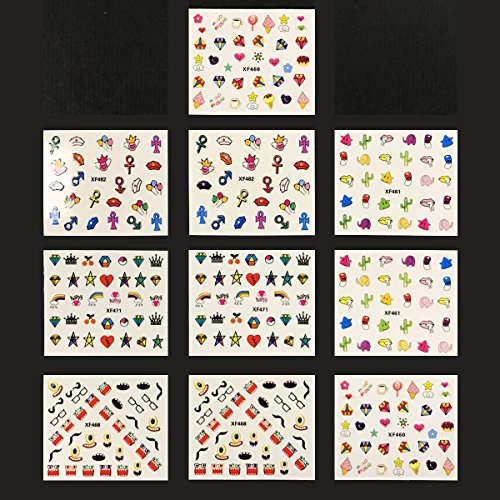 ALLYDREW Nail Art Kit - Funky Nail Stickers Nail Art Kit Nail Decals & Nail Art Stencils Nail Guides