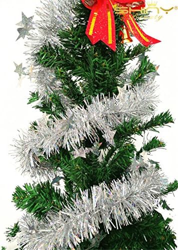 Silver-Tinsel Garland-Christmans Tree Decoration, Party Ornaments For Hanging Wedding/Birthday/Photography Fringe Supplies, Pack Of 15 -1025