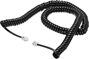 Generic Phone Cord for Landline, 16ft Uncoiled/2.5ft Coiled RJ9 4P4C Telephone Handset Cord No Tangle Coiled Phone Cable, Bla