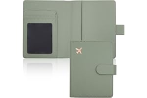 Deziliao Passport Holder,Passport Holder Card Slots, Passport and Vaccine Card Holder Combo, Cute Passport cover for Women and Men, with Waterproof Rfid Blocking, Passport Travel Wallet(Moss green)