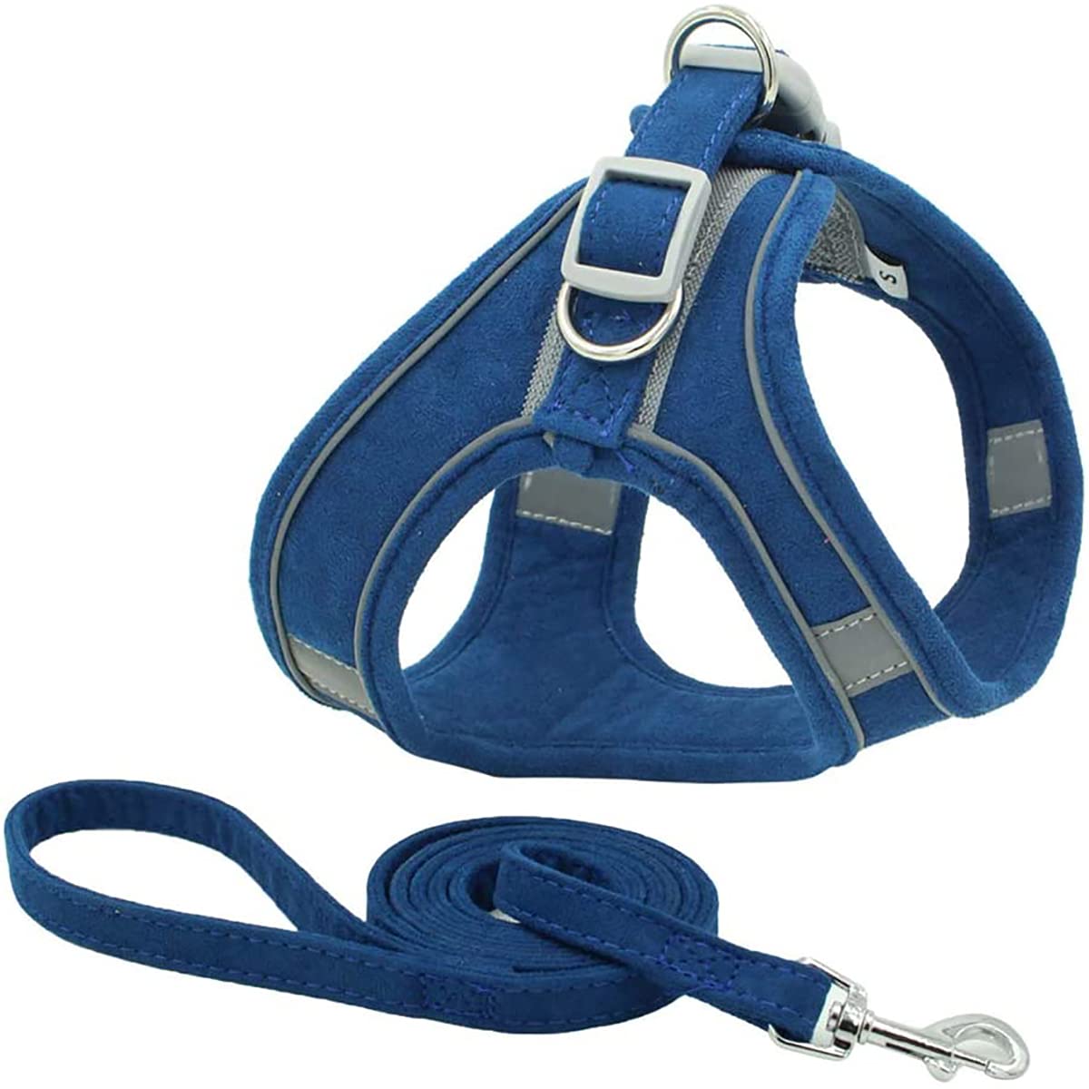 Dog Harness and Leash Set Dog Chest Strap Pet Vest Harness with Handle Adjustable Reflective Dog Harness for Small Dog Medium Dog Cat Blue S
