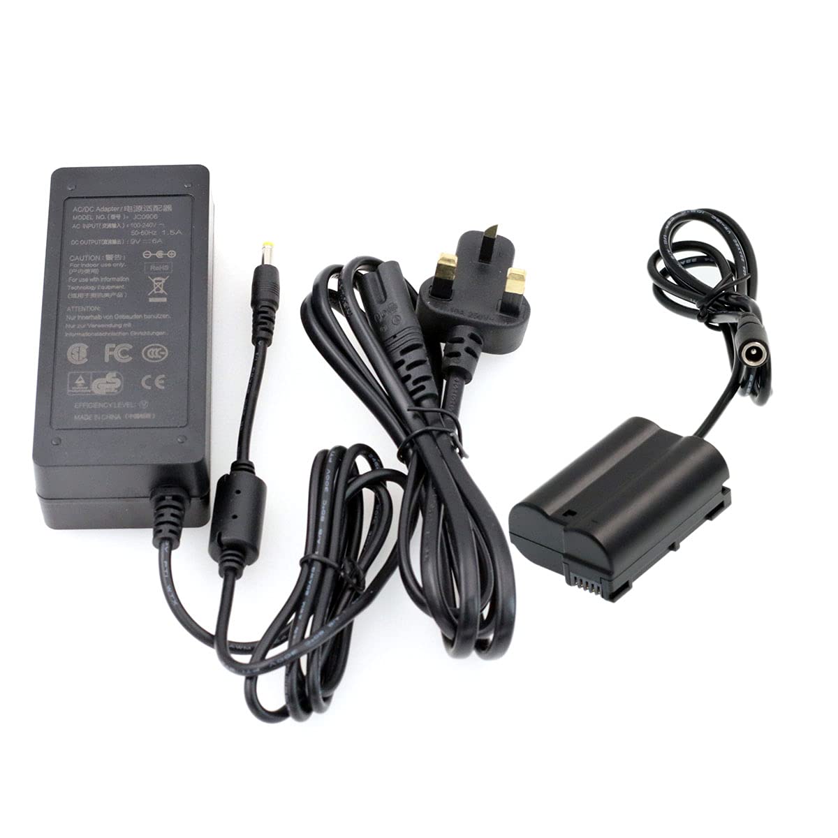 HangTon EP-5B DC Coupler EN-EL15 Dummy Battery and 9V 6A AC DC Power Supply Adapter for Nikon D7000 D7100 D7200 D7500 D500 D610 D750 D800 D810 D850 Camera