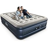 iDOO Queen Air Mattress with Built in Pump, 18 Raised Comfort Inflatable Blow up Mattress, Upgraded Support Structure Portabl