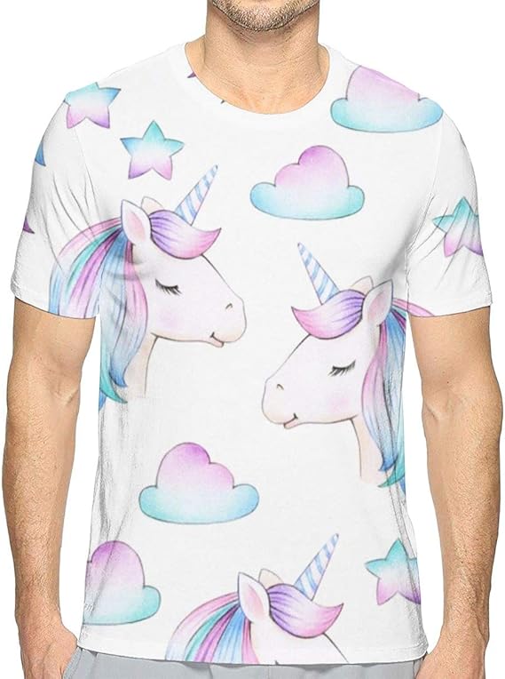 Amazon Co Jp Tシャツ ユニコーン柄 可愛い メンズ 半袖 服 メンズ 夏 カジュアル ファッション 丸襟 柔らかい 快適 Clothing Accessories