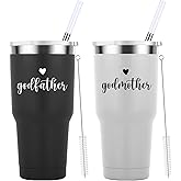 Mamihlap Godfather and Godmother Travel Mug 30oz Tumbler.Godparents Proposal Gift.Anniversary Birthday Christmas Gifts for Godparents.Godparents Gifts from Godchild.(Black&White)