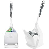Libman Designer Bowl Brush and Caddy, Hygenic with Drying Slits, 2 Pack | Non-scratch toilet brush and holder set; hygienic caddy with drying slits.
