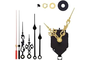 HILLHOME Non-Ticking Hands Quartz DIY Wall Pendulum Clock Movement Mechanism DIY Repair Parts Replacement with 3 Different Pairs of Hands, 15/32 Inch Maximum Dial Thickness, 7/8 Inch Total Shaft Length