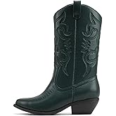 Soda RENO ~ Women Western Cowboy Stitched Pointe Toe Low Heel Ankle Mid Shaft Fashion Boots