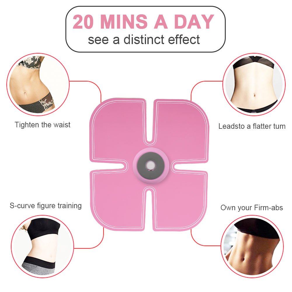 EMS Trainingsgerät AEDU Elektrische Muskelstimulation, Bauch Trainer Massagerät für Frauen Körperstraffung Muskelaufbau u. Fitness zu Hause, USB Aufladbar Pink