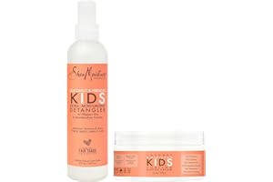Shea Moisture Kids Curly Hair Care Set – Coconut & Hibiscus Curling Butter Cream + Extra-Moisturizing Detangler Spray for Kid