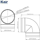 Kair 100mm 4in Ducting 90 Degree Elbow White Plastic Fit Inside 100mm Pipe view 2