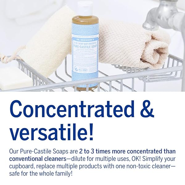 DR. BRONNER’S – PURE-CASTILE LIQUID SOAP (BABY UNSCENTED, 4 OUNCE) – MADE WITH ORGANIC OILS, 18-IN-1 USES: FACE, HAIR, LAUNDRY, DISHES, FOR SENSITIVE SKIN, BABIES, NO ADDED FRAGRANCE, VEGAN, NON-GMO