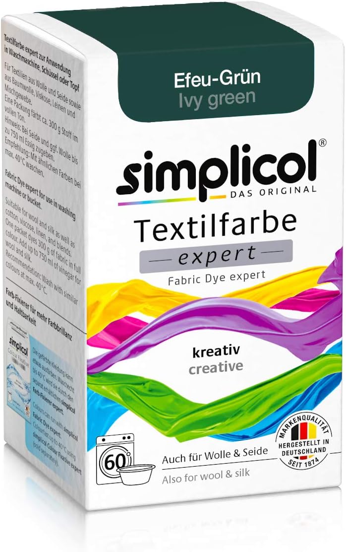 Simplicol Expert Textile Paint for Creatives Simple, Ivy Green 1713 Washing Machine or Manual Dyeing, 1 Pack