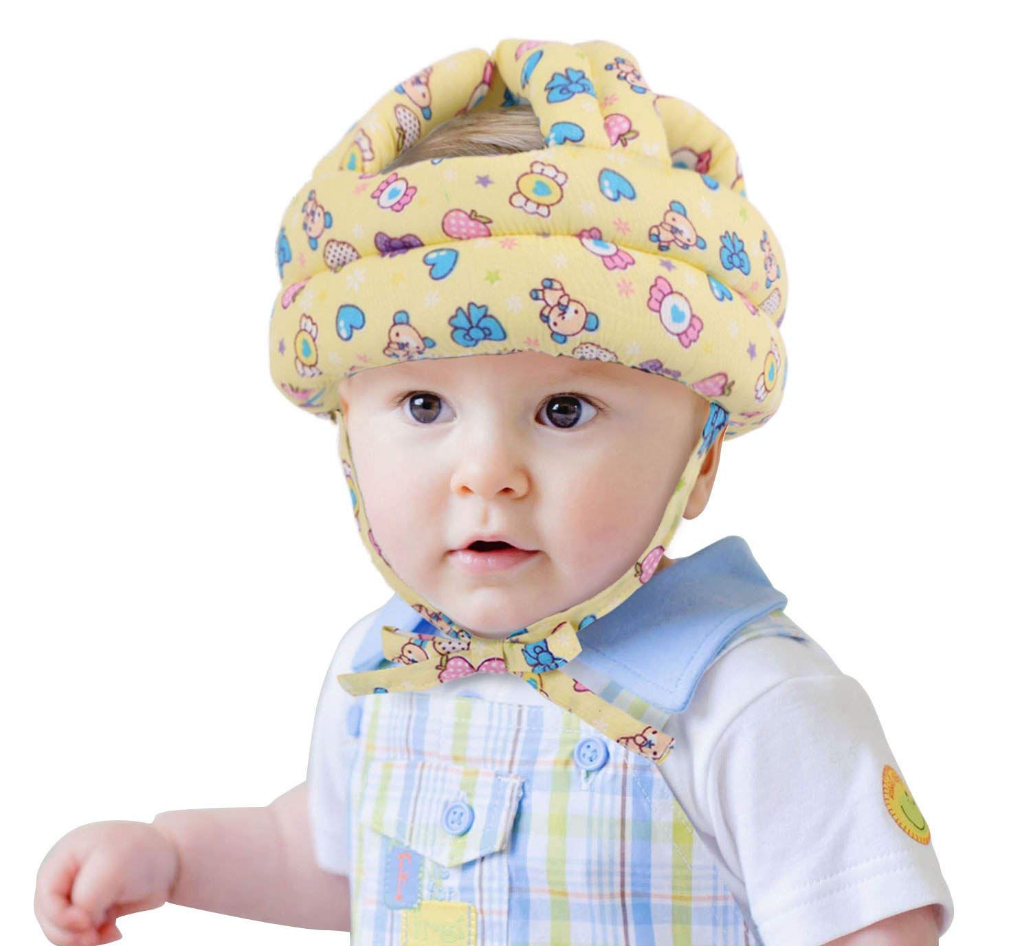 Baby Safety Helmet, Soft Comfortable Baby Safety Protective Cap, Adjustable Size Infant Head Protective Hat, for Baby from 6 Months - 6 Years Old to Learn to Crawl, Walk, Run & Play (Yellow candy)