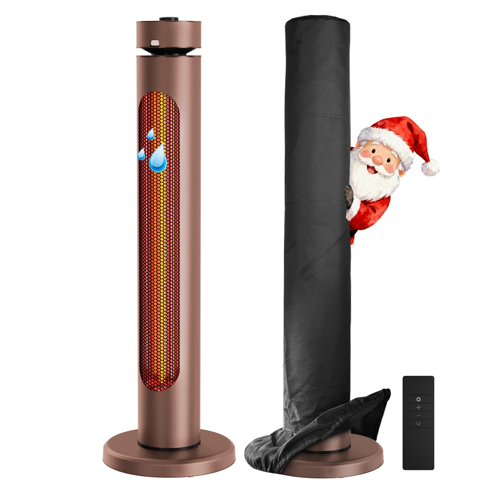 Photo 1 of ***FOR PARTS ONL/ BROKEN*** Portable Heater Outdoor Infrared 1500W 8 Heat Levels 8H Timers Carbon Fiber Tube Tip-Over&Overheat Protection IP45 Waterproof Electric Garden Heater, Deep Brown