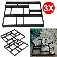 go2buy 3PCS Paving Pavement Concrete Mould Stepping Stone Mold Garden Lawn Path Paver Walk, 23.8 x 19.9 x 1.7