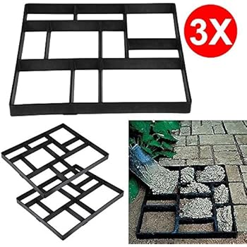 go2buy 3PCS Paving Pavement Concrete Mould Stepping Stone Mold Garden Lawn Path Paver Walk, 23.8 x 19.9 x 1.7