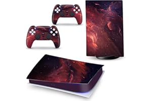 LANGSUN PS5 Skin Stickers Full Body Vinyl Skins Wrap Decals Cover for PS5 Digital Edition Console & Controllers (Red Interstellar)