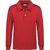 QBK Boys' Performance Polo Kids Collared Golf Shirts Long Sleeve School Uniform for 4T-16Y