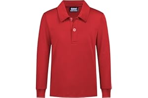 QBK Boys' Performance Polo Kids Collared Golf Shirts Long Sleeve School Uniform for 4T-16Y