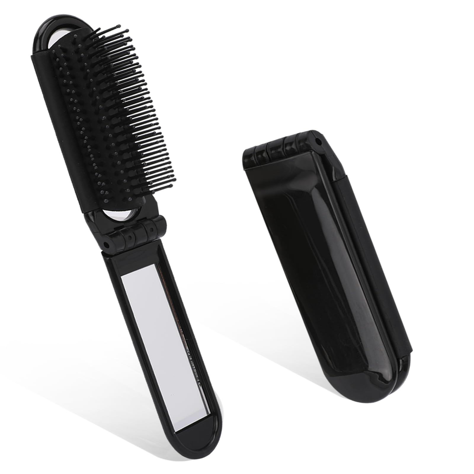Travel Folding Hair Brush With Mirror, 2 Pack Small Foldable Pocket Size Comb, Mini Massage Styling Tools, Compact Purse Brush for Women and Men