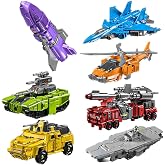 7 in 1 Transforming Deformation Toys Wars Combiner 11" Figures Robot Toy | Combiners Force for Boys 4-6 6-8 3rd Party Stem Building Playset Sets Ship Jet Tank Helicopter Truck Rocket Wars Car