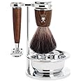 MÜHLE RYTMO Steamed Ash 4-piece Black Fiber Safety Razor (Closed Comb) Shaving Set For Men - Perfect for Every Day Use, Barbershop Quality Close Smooth Shave