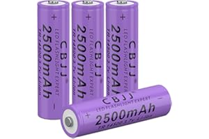 CBJJ 14500 Battery 3.7V Li-ion Rechargeable Battery, 2500mAh 14500 Rechargeable Battery 3.7V Battery for Flashlight, Toys (4 Pack, Purple)