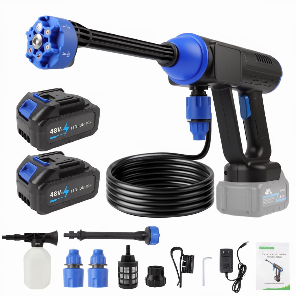 Photo 1 of ***PARTIAL SET***
Cordless Pressure Washer Battery Powered, Portable Power Pressure Washer with 6-in-1 Nozzle, Foam Pot, Hose for Garden Car Floor Yard Fence Wall Cleaning
