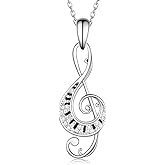 Daixiya Music Note Jewelry Gifts 925 Sterling Silver Piano/Violin/Crystal Musical Notes Pendant Necklace for Women