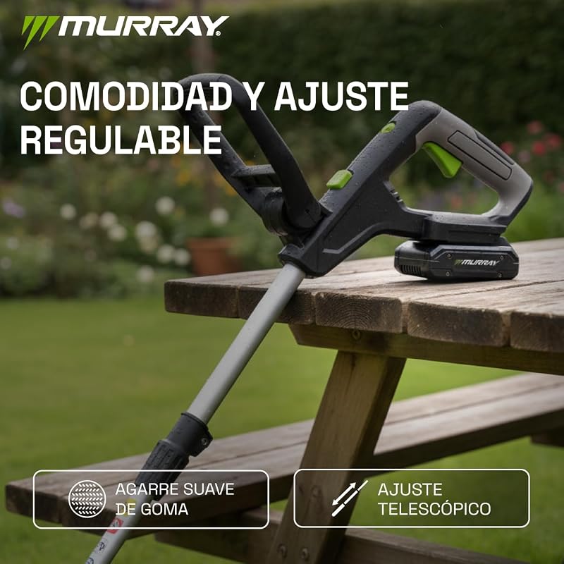 Aparador de relva sem fios 20V MU-BAT-GT30-KIT – Sem fios, largura de corte de 25 cm – motor potente de 8000 rpm, bateria de 3 Ah Li-Ion durável para cortes precisos, cortador de relva 20V