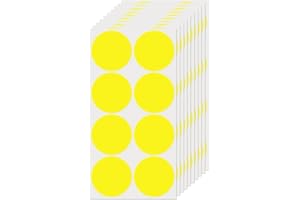 FINDAT Yellow Round Labels 2 Inch Color Coding Circle Dot Stickers Vinyl Waterproof Self-Adhesive Removable Sticky Name Tags 